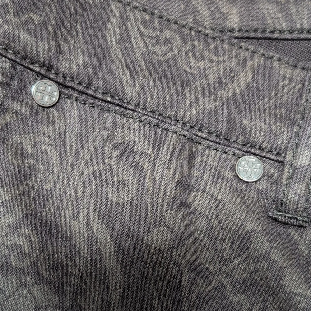 Tory Burch Charcoal Paisley Straight Jeans